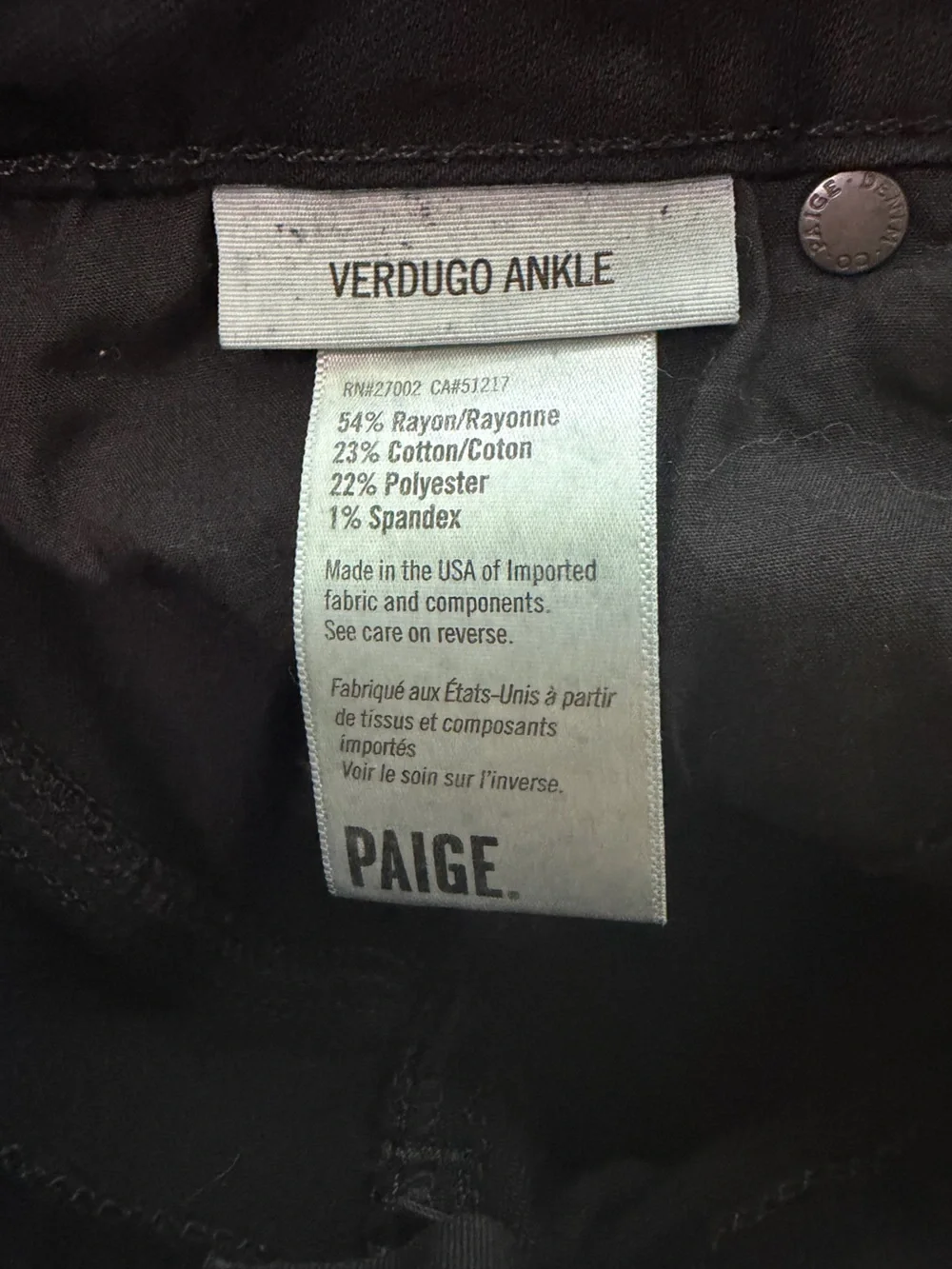 PAIGE Black High-Rise Straight Jeans